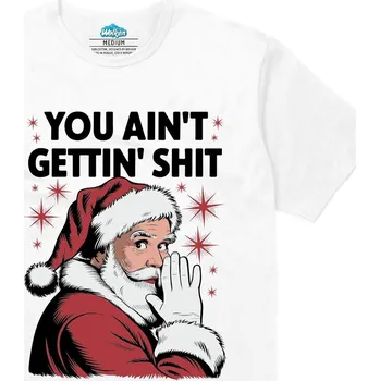 Pánské tričko Pánské tričko Sarkastický Santa Nedostaneš vůbec nic (Velikost: M, Barva: Bílá)