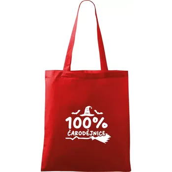 Nákupní taška 100% čarodějnice - Taška bavlněná - 42 x 38 cm ( Červená )