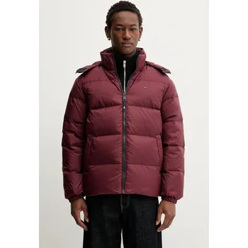 Péřová bunda Tommy Jeans pánská, vínová barva, zimní, oversize, DM0DM19786 83X, vel. L