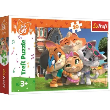 Puzzle Trefl PUZZLE 44 Koček Přátelství v zemi koček 27x20cm skládačka 30 dílků