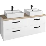 Aqualine VEGA sestava koupelnového nábytku, š. 125 cm, bílá/dub platin VG064-04