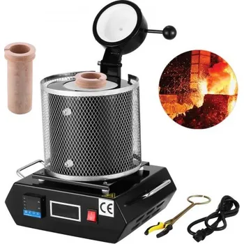 Příprava pizzy Tavicí pec na zlato VEVOR, 1350 W, maximální teplota 1150 ℃, digitální elektrická tavicí pec, s keramickým kelímkem o objemu 1 kg, pro odlévání, rafinaci drahých kovů, taví zlato, stříbro, hliník