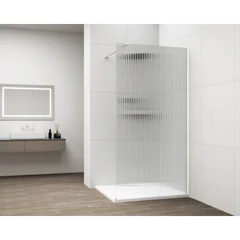Polysan ESCA WHITE MATT jednodílná sprchová zástěna k instalaci ke stěně, sklo Flute, 800 mm ES1380-03