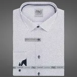 Pánská košile AMJ z lyocellu, bílá s černými tečkovanými puntíky VDER1489, dlouhý rukáv, regular fit, vel. 44