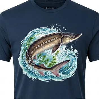 Dětské rybářské tričko Jeseter - velikost 146, Barva Tmavě modrá