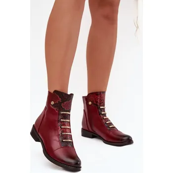 Dámská zimní obuv Dámské kotníkové boty ASA62-16 Bordó s černou - Jezzi bordo-černá 37