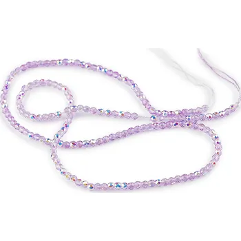 Korálek Skleněné korálky broušené ohňovky 2 mm s AB efektem, na šňůrce Varianta: 4 fialová sv. AB, Balení: 1 sáček