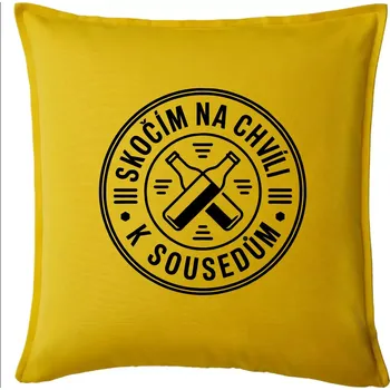 Polštář Skočím na chvíli k sousedům - Polštář 50x50 - 50x50 - Pouze potah ( Žlutá )