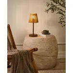 Stolní lampa hnědé papírové stínidlo kovová železná matná základna světlo ložnice obývací pokoj boho styl Beliani