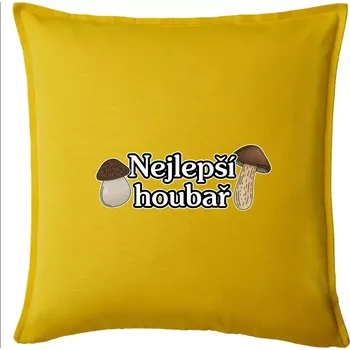 Polštář Nejlepší houbař - nápis s houbama - Polštář 50x50 - 50x50 - Pouze potah ( Žlutá )