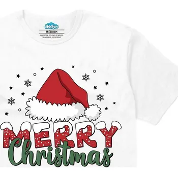 Pánské tričko Pánské tričko Santova čepice Merry Christmas (Velikost: S, Barva: Bílá)