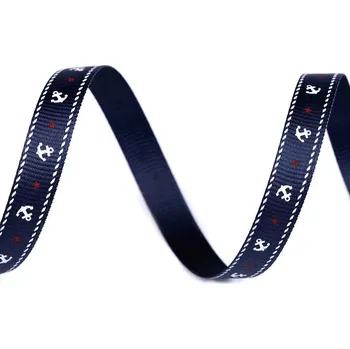 Stuha Pro Háčkování Stuha rypsová kotvy modrá 10 mm