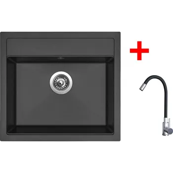 Kuchyňský dřez Granitový dřez Sinks SOLO 560 Pureblack + Elasta nerez/černá G21526