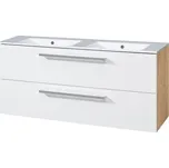 Mereo Bino, koupelnová skříňka s keramickým umyvadlem 121 cm, bílá/dub CN673