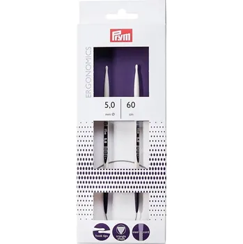 Příze Pletací jehlice PRYM ERGO 215606, ergonomické plastové, kruhové, 1 kus, délka 60cm, velikost 5mm