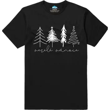 Pánské tričko Pánské tričko Vánoční stromky Veselé Vánoce (Velikost: L, Barva: Černá)