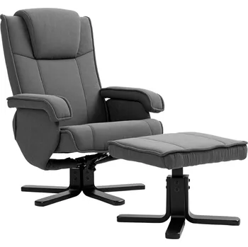 Křeslo Polohovací křeslo s taburetem | tmavě šedé