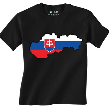 Dívčí tričko Dětské tričko Slovenská Mapa s Vlajkou (Barva: Černá)