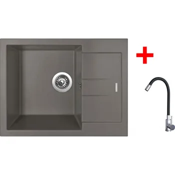 Granitový dřez Granitový dřez Sinks AMANDA 650 Truffle + Elasta nerez/černá G22854