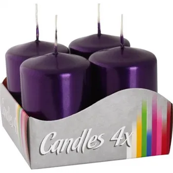 Svíčka Adventní svíčky 6cm - fialová metalic / 4ks