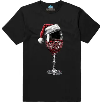 Pánské tričko Pánské tričko Vánoční Sklenka Vína (Velikost: M, Barva: Černá)
