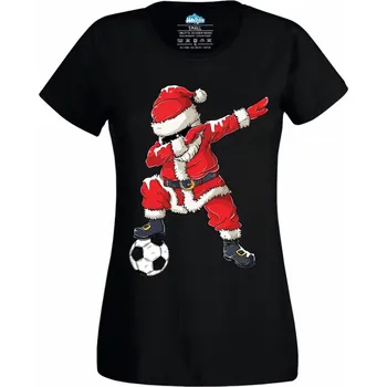 Dámské tričko Dámské tričko Dabující Santa Fotbalista (Velikost: M, Barva: Černá)