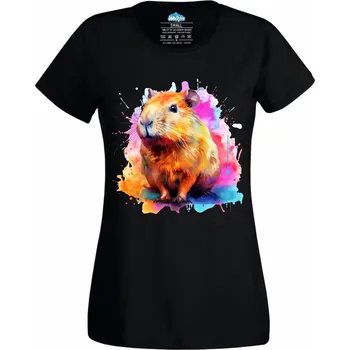 Dámské tričko Dámské tričko Barevná Kapybara (Velikost: 3XL, Barva: Černá)