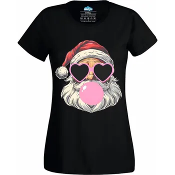 Dámské tričko Dámské tričko Santa Claus se Žvýkačkou (Velikost: S, Barva: Černá)