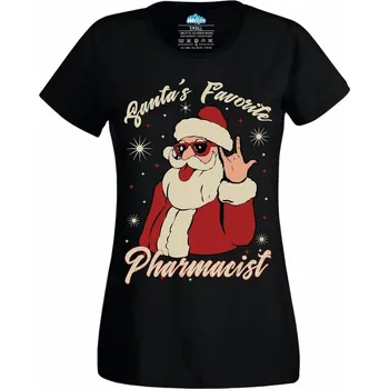 Dámské tričko Santův Nejoblíbenější Lékárník (Velikost: 4XL, Barva: Černá)