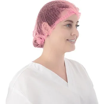 Jednorázová čepice Čepice z netkané textilie, CLIP, 100 ks, růžová Velikost: L (53 cm)