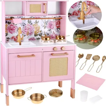 Dětská kuchyňka JOKO Dřevěná dětská kuchyňka Růžová elegance
