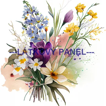 Látkový panel - Kytice - KYT-101 Velikost: 15x15cm, Materiál: Kočárkovina