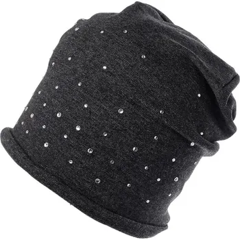 Čepice Bavlněná čepice s kamínky dámská Varianta: 5 šedá tmavá, Balení: 1 ks