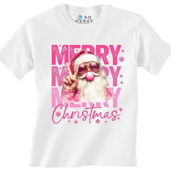 Dívčí tričko Dětské tričko Růžový Santa se Žvýkačkou (Barva: Bílá)