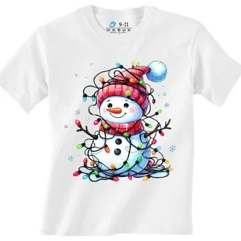 Chlapecké tričko Dětské tričko Rozsvícený Sněhulák (Velikost: 7-8, Barva: Bílá)