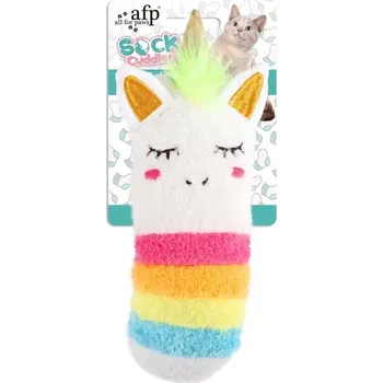 Hračka pro kočku Ponožka AFP Sock Cuddler s jednorožcem – se šantou