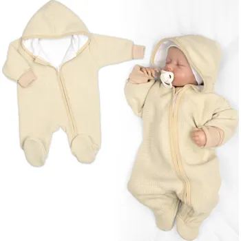 Pletený overal s kapucí, CUTE - béžový, vel. 62