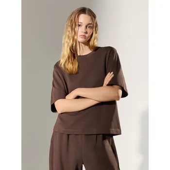 Dámská móda Tričko s&nbsp;kulatým výstřihem - M - House - tmavě hnědá - 060GT-89X