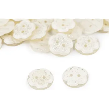 Knoflík Knoflík květ s glitry velikost 20", malé, 4 krémová světlá