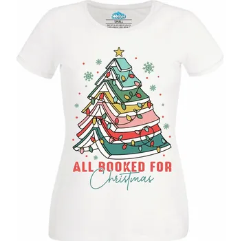 Dámské tričko Dámské tričko Zabookované Vánoce Čtenáře (Velikost: S, Barva: Bílá)