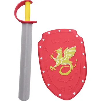 Meč se štítem pěnový červený 57cm