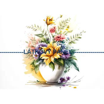 Látkový panel - Kytice ve váze - KYT-114 Velikost: 20x20cm, Materiál: Úplet