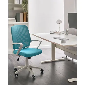 Kancelářská židle modrá čalouněná otočná s kolečky nastavitelná výška kancelářský nábytek Beliani