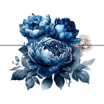 Látkový panel - Pivoňky modré - KYT-116 Velikost: 15x15cm, Materiál: Kočárkovina