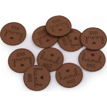 Dárková visačka Pro Háčkování Hand Made cedulka z eko kůže hnědá