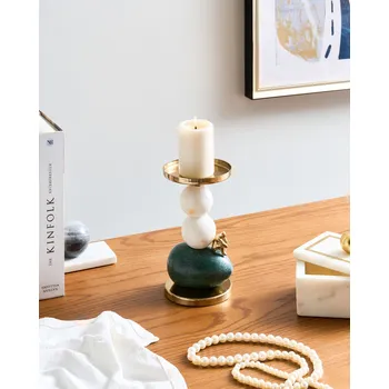 Svícen Svícen držák vícebarevný ocel mramor hliník 20 cm dekorativní obývací pokoj ložnice Beliani