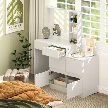 Toaletní stolek Toaletní stolek se zrcadlem | bílý