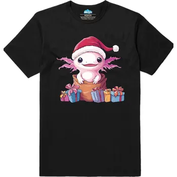 Pánské tričko Pánské tričko Vánoční Axolotl v Pytli Dárků (Velikost: XL, Barva: Černá)