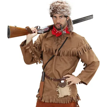 Pánský kostým trapper, lovec kožešin (kabát, čepice) - M