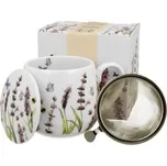 hrnek 430ml baňatý LEVANDULE+víčko+sítko NR, porcelán, DB